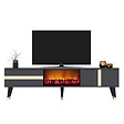 CONCEPT USINE - Meuble TV avec cheminée LED 150cm gris anthracite SUNY - vignette