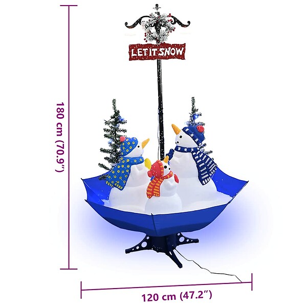 VIDAXL - vidaXL Arbre de Noël neigeux avec base de parapluie Bleu 170 cm PVC - large