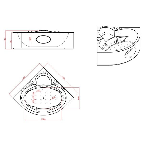 DISTRIBAIN - Baignoire balnéo Noire Corleone 48 jets Whirlpool - large