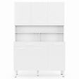 ID MARKET - Buffet de cuisine 120 CM CINA 6 portes + tiroir blanc et blanc brillant - vignette