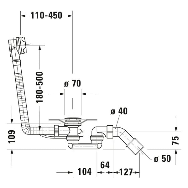 DURAVIT - Vidage baignoire 40x8x40 cm central - large