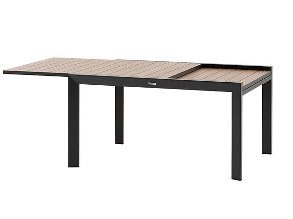 HESPERIDE - Table de jardin rectangulaire extensible coulissante Evasion  8/10 places effet bois + 10 fauteuils Piazza - Hespéride - large