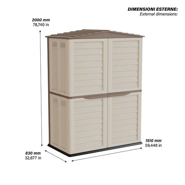 INTEC - Abri de jardin Extérieur 2 portes Beige 151 x 83 x H200cm Cabanon de jardin avec plancher intégré INTEC - large