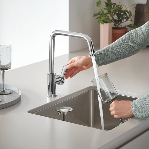 GROHE - Mitigeur évier START GROHE 30470000 QuickFix Plus - bec haut- rotation 150° - chrome - large