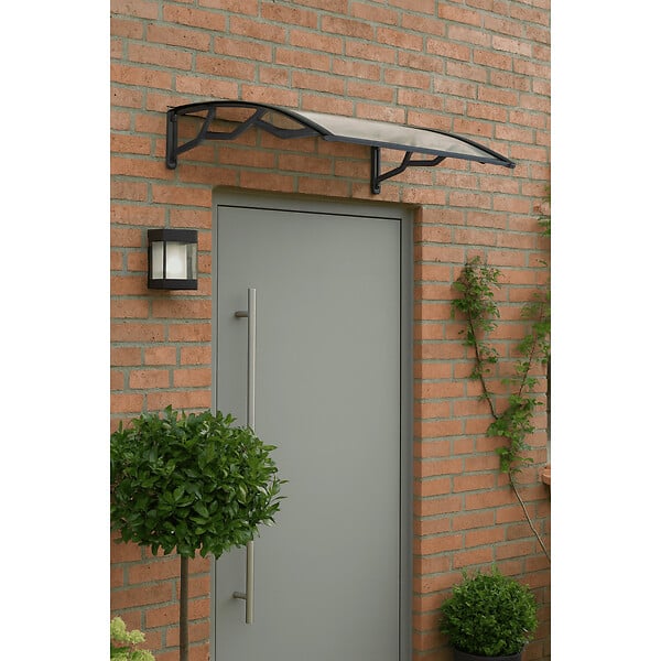 ARTPLAST - Auvent de Porte d'Entrée et fenêtre 100 x 120 cm - Polycarbonate Anti UV Marquise Extérieure Bras Polypropylène Art Plast - large