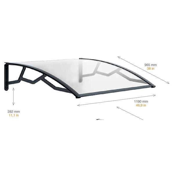 ARTPLAST - Auvent de Porte d'Entrée et fenêtre 100 x 120 cm - Polycarbonate Anti UV Marquise Extérieure Bras Polypropylène Art Plast - large