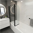 PLANETE BAIN - Pare-baignoire fixe avec volet pivotant design 120 x 140 cm aluminium noir mat verre 6 mm anticalcaire - vignette