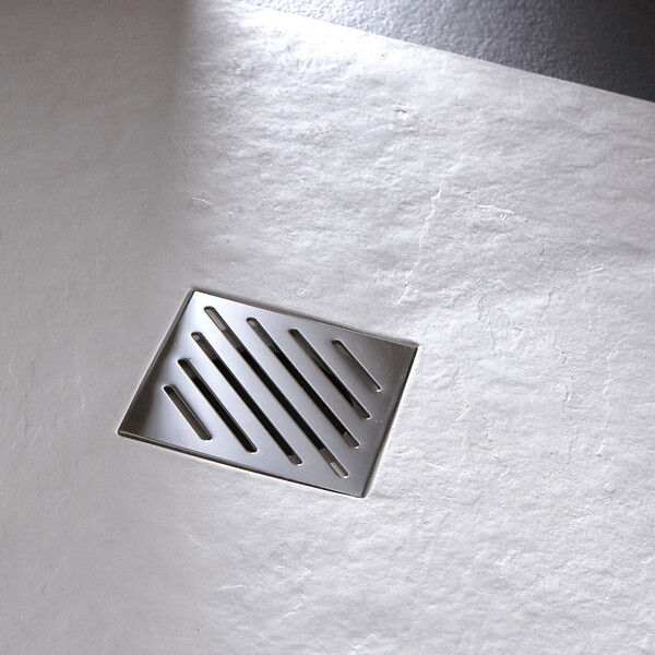 GODART - Receveur de douche extra plat 70x120 en Solid stone texture ardoisée blanc - large