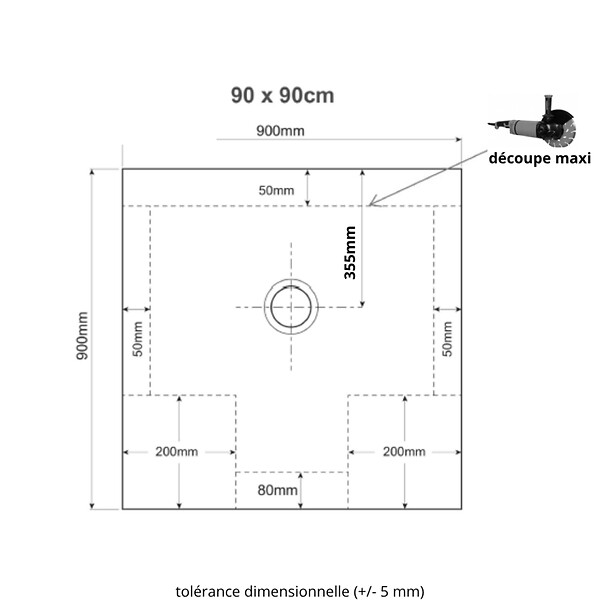 PLANETE BAIN - Receveur de douche extra plat à poser 90x90 Design reflet ardoisé Blanc - large