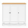 ID MARKET - Ensemble table de bar îlot Achille et 2 tabourets bois blanc plateau façon hêtre - vignette