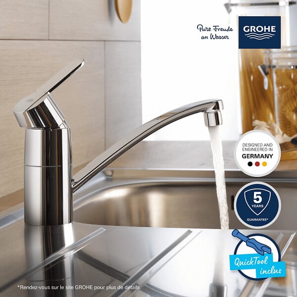 GROHE - Robinet de cuisine Get chromé + nettoyant Grohclean - large