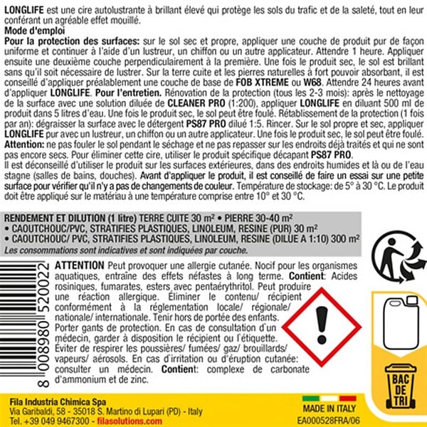 FILA - Cire de protection à effet brillant FILALONGLIFE - Le bidon de 1 litre - large