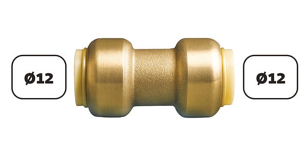 SOMATHERM FOR YOU - Manchon laiton égal à clipser pour tubes cuivre ou PER ou Multicouche Ø12 - large