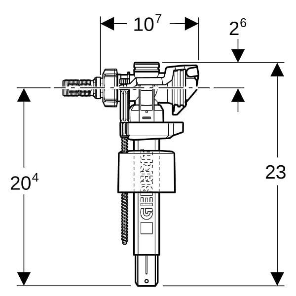 GEBERIT - Robinet flotteur  type 383, alimentation latérale, 3/8', mamelon laiton -  - 281.002.00.5 - large