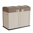 INTEC - Rangement Poubelle 1500L - Cache Poubelle de Tri Polypropylène Ecru Taupe - Coffre de jardin Verrouillable par Cadenas - vignette