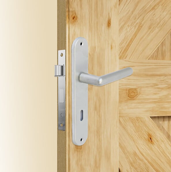 GO/ON - Ensemble poignées de porte aluminium argent 165mm trou serrure - large