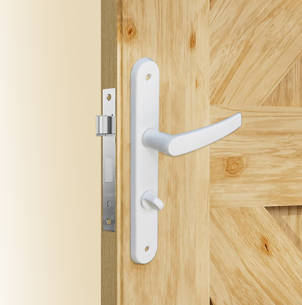 MODE DE VIE - Poignée de porte Salomea - Aluminium - Serrure bouton - Blanche - large