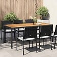 VIDAXL - vidaXL Table de jardin 190x90x75 cm Résine tressée et bois acacia Noir - vignette