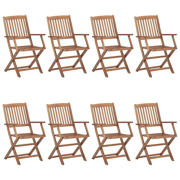 VIDAXL - vidaXL Chaises pliables de jardin lot de 8 avec coussins Bois d'acacia - large