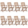VIDAXL - vidaXL Chaises pliables de jardin lot de 8 avec coussins Bois d'acacia - vignette