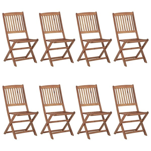 VIDAXL - vidaXL Chaises pliables de jardin lot de 8 avec coussins Bois d'acacia - large