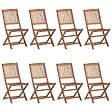 VIDAXL - vidaXL Chaises pliables de jardin lot de 8 avec coussins Bois d'acacia - vignette