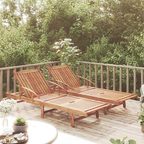 VIDAXL - vidaXL Chaises longues lot de 2 Bois d'acacia solide - large