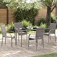 VIDAXL - vidaXL Chaises empilables d'extérieur lot de 4 Gris Résine tressée - vignette
