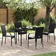 VIDAXL - vidaXL Chaises empilables d'extérieur lot de 4 Résine tressée Noir - vignette