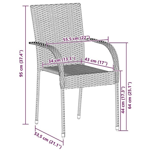 VIDAXL - vidaXL Chaises empilables d'extérieur lot de 4 Résine tressée Noir - large