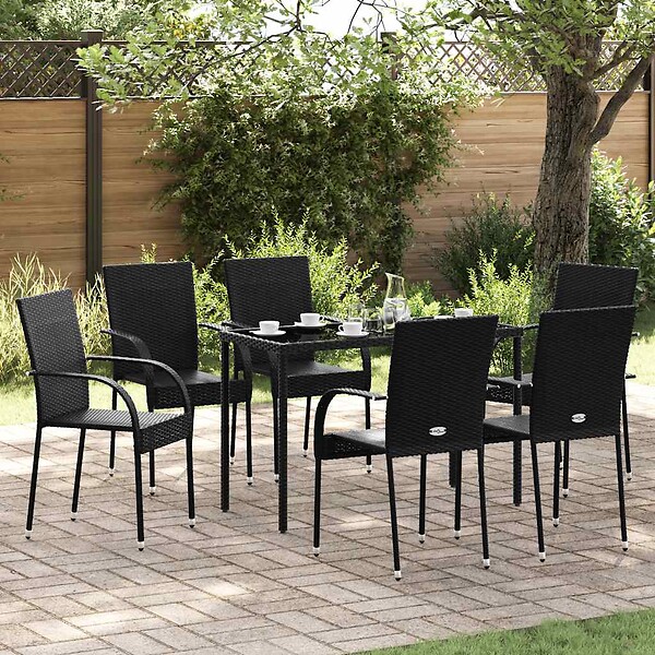 VIDAXL - vidaXL Chaises empilables d'extérieur lot de 6 Résine tressée Noir - large