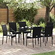 VIDAXL - vidaXL Chaises empilables d'extérieur lot de 6 Résine tressée Noir - vignette