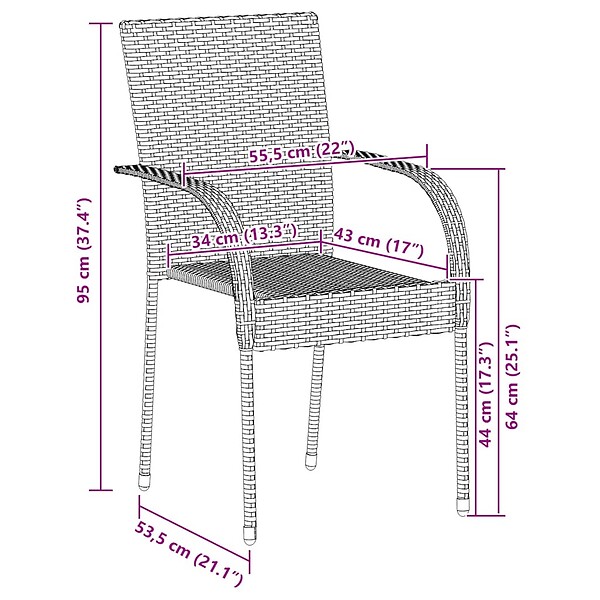 VIDAXL - vidaXL Chaises empilables d'extérieur lot de 4 Résine tressée Marron - large