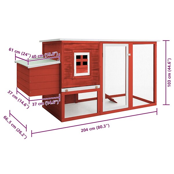 VIDAXL - vidaXL Poulailler d'extérieur avec 1 nichoir Rouge Bois - large