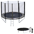 HAPPY GARDEN - Pack Premium Trampoline 245cm réversible rose / gris CANBERRA + filet, échelle, bâche et kit d'ancr - vignette