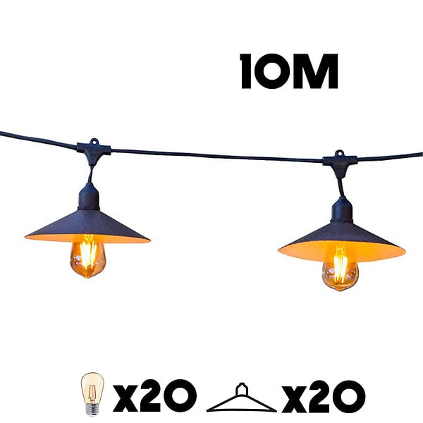LUMISKY - Guirlande connectable VINTY 20 ampoules E27 10M - large