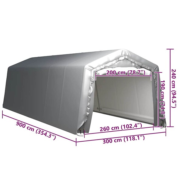 VIDAXL - vidaXL Tente de rangement 300x900 cm Acier Gris - large