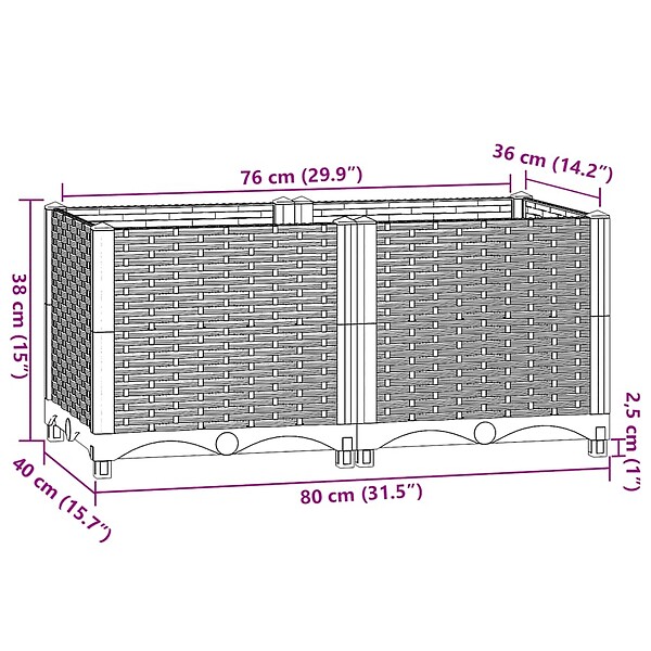 VIDAXL - vidaXL Lit surélevé 80x40x38 cm Polypropylène - large