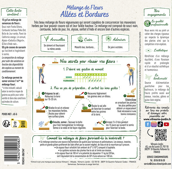 VILMORIN - Mélange de fleurs tapissant pour allées - 7m² - Multicolore - large