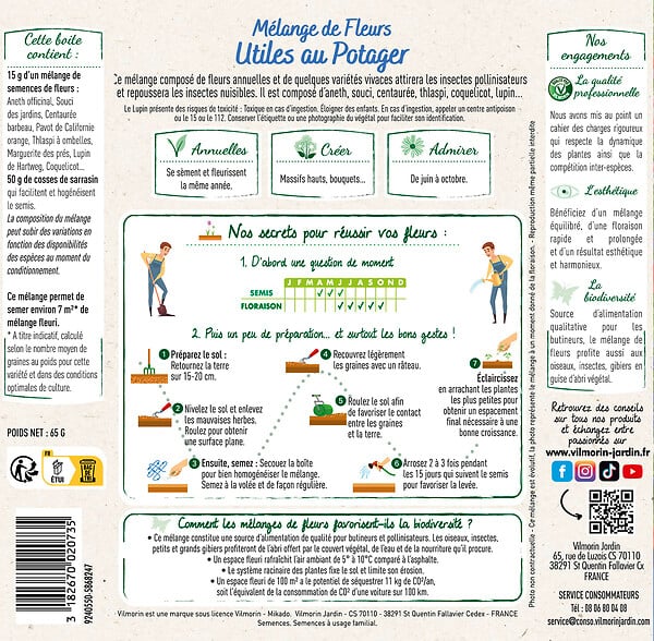 VILMORIN - Mélange de Fleurs Utiles au Potager - 7m² - large