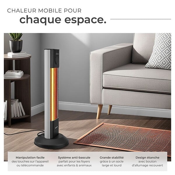 TECTAKE - Radiateur infrarouge Solaris Terra 1500W avec fonction minuterie noir - large