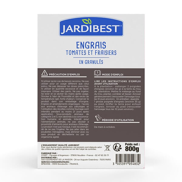 JARDIBEST - Engrais tomates et fraises - 800g - large