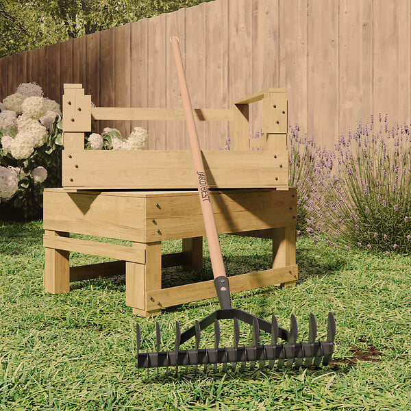 JARDIBEST - Scarificateur - Acier et bois - 32 dents - large