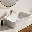 EMKE - EMKE Vasque à poser céramique 61×38×15cm, Lavabo salle de bain rectangulaire, Lavabo en céramique blanc brillant - vignette