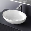 EMKE - EMKE Vasque à Poser Ovale 520 x 395 x 130 mm, Lavabo de Salle de Bain en Céramique, Montage sur Comptoir, Blanc Brillant - vignette