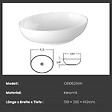 EMKE - EMKE Vasque à Poser Ovale 520 x 395 x 130 mm, Lavabo de Salle de Bain en Céramique, Montage sur Comptoir, Blanc Brillant - vignette