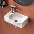 EMKE - EMKE Lavabo Mural de Salle de Bain 405 x 280 x 140 mm, Vasque Rectangulaire en Céramique, Trou pour Robinet à Gauche, Blanc Brillant - vignette