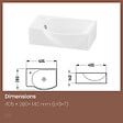 EMKE - EMKE Lavabo Mural de Salle de Bain 405 x 280 x 140 mm, Vasque Rectangulaire en Céramique, Trou pour Robinet à Gauche, Blanc Brillant - vignette