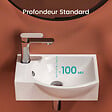 EMKE - EMKE Lavabo Mural de Salle de Bain 405 x 280 x 140 mm, Vasque Rectangulaire en Céramique, Trou pour Robinet à Gauche, Blanc Brillant - vignette