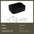 EMKE - EMKE Vasque à Poser 505 x 380 x 150 mm, Lavabo Rectangulaire en Céramique pour Salle de Bain, Coins Arrondis R, Gris Foncé Mat - vignette
